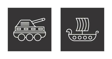 infanterie tank en viking schip icoon vector