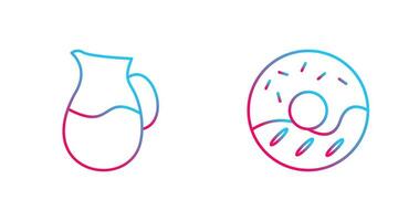 melk kruik en room donut icoon vector