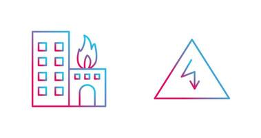 brandend gebouw en elektriciteit Gevaar icoon vector