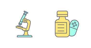 microscoop en pil icoon vector