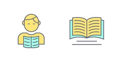 leerling en boek icoon vector