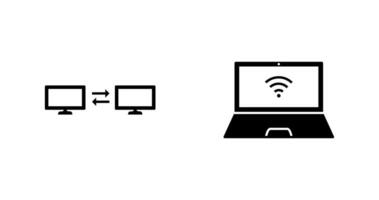 sharing systeem en verbonden laptop icoon vector