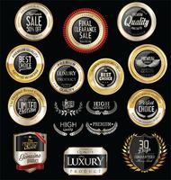 Luxe premium gouden insignes en labels vector