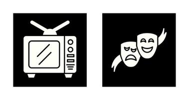 TV en theater maskers icoon vector