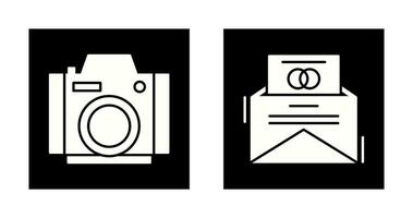 foto camera en uitnodiging kaart icoon vector