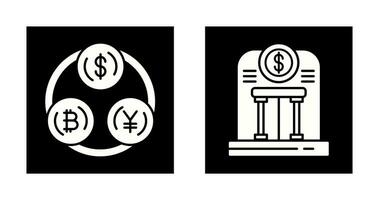 valuta uitwisseling en bank icoon vector