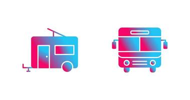bus en aanhangwagen icoon vector