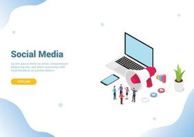 isometrisch social media marketingconcept vector