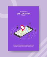 technologie gps mensen staan rond smartphone vector