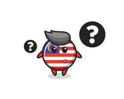 cartoon illustratie van maleisië vlag badge met het vraagteken vector