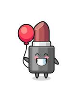 lippenstift mascotte illustratie speelt ballon vector