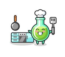 laboratoriumbekers karakterillustratie terwijl een chef-kok kookt vector
