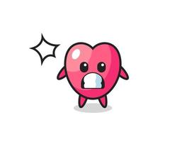 hartsymbool karakter cartoon met geschokt gebaar vector