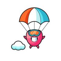 hartsymbool mascotte cartoon is parachutespringen met een gelukkig gebaar vector