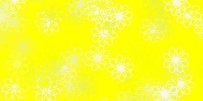 lichtgroen, geel vectorkrabbelpatroon met bloemen. vector