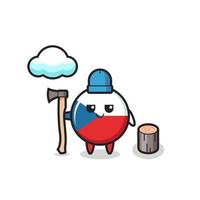 karakter cartoon van tsjechische vlag badge als een houthakker vector
