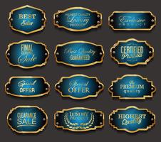 Luxe premium gouden insignes en labels vector