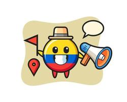karakter cartoon van colombia vlag badge als gids vector
