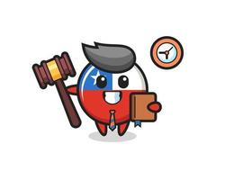 mascotte cartoon van chili vlag badge als rechter vector