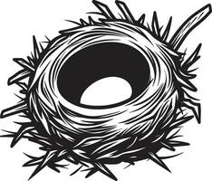 nest van elegantie noir vogel nest logo zwart vector vogel nest een monochroom heiligdom