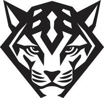 ocelotten brullen vector logo embleem overschaduwd staren ocelot icoon in ebbehout