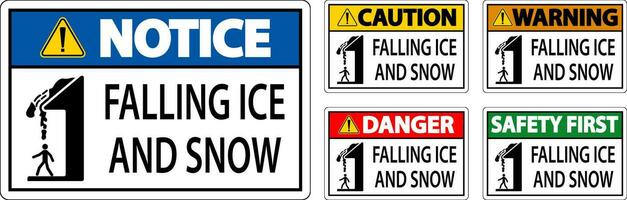 ijs en sneeuw waarschuwing teken voorzichtigheid - vallend ijs en sneeuw teken vector