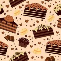 naadloos patroon met chocola producten. vector illustratie