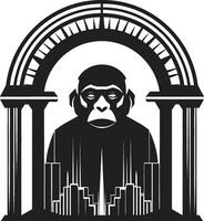 aap silhouet in schaduwen zwart chimpansee ontwerp elegant primaat icoon zwart vector eerbetoon