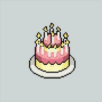 pixel kunst illustratie partij taart. korrelig partij taart. verjaardag partij taart icoon korrelig voor de pixel kunst spel en icoon voor website en video spel. oud school- retro. vector