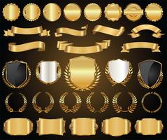 Luxe premium gouden insignes en labels vector