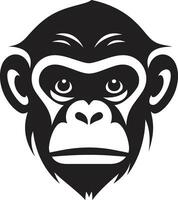 charmant aap silhouet zwart chimpansee ontwerp monochroom magie chimpansee embleem in zwart vector