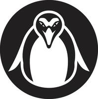 monochromatisch schoonheid in de arctisch pinguïn embleem in noir de kunst van ijzig pinguïns zwart vector logos ijskoud serenade