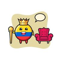 mascotte cartoon van colombia vlag badge als een koning vector