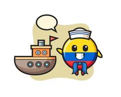 karakter mascotte van colombia vlag badge als matroos man vector