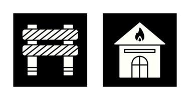 barrière en huis Aan brand icoon vector