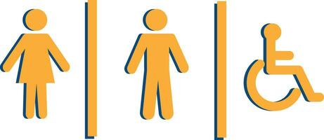 toilet label. teken. toilet symbool vector. gehandicapt toilet. gehandicapt teken. vector