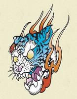 tijger tattoo blauw vector