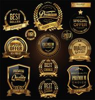 Luxe premium gouden insignes en labels vector