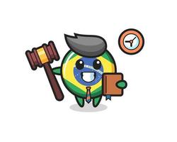 mascotte cartoon van braziliaanse vlag badge als rechter vector