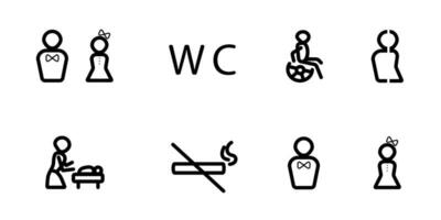 origineel zwart lijn icoon reeks van wc en toilet tekens, creatief vector toilet symbolen