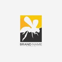 bij en honing logo vector ontwerp en insect dier illustratie