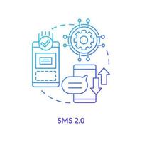 sms 2.0 blauw kleurverloop concept icoon vector