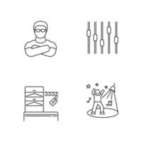 nachtclub pixel perfecte lineaire iconen set vector