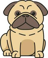 schattig mopshond hond tekenfilm vector illustratie. schattig mopshond hond icoon.