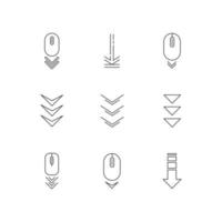 scroll naar beneden knoppen pixel perfecte lineaire iconen set vector