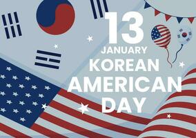 Koreaans Amerikaans dag vector illustratie Aan januari 13 met Verenigde Staten van Amerika en zuiden Koreaans vlag naar herdenken republiek van alliantie in vlak achtergrond ontwerp