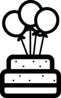 verjaardag taart logo in vlak lijn kunst stijl vector
