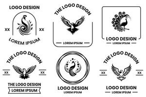 dier logo in vlak lijn kunst stijl vector