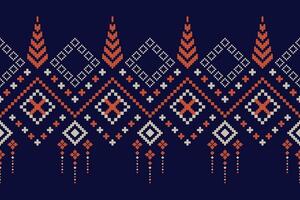 indigo marine blauw meetkundig traditioneel etnisch patroon ikat naadloos patroon grens abstract ontwerp voor kleding stof afdrukken kleding jurk tapijt gordijnen en sarong aztec Afrikaanse Indisch Indonesisch vector