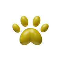 realistisch 3d geven huisdier poot. dier huisdier voet van honden, pup. schattig veterinair symbool. vector illustratie in plasticine stijl. voetafdruk vorm ontwerp